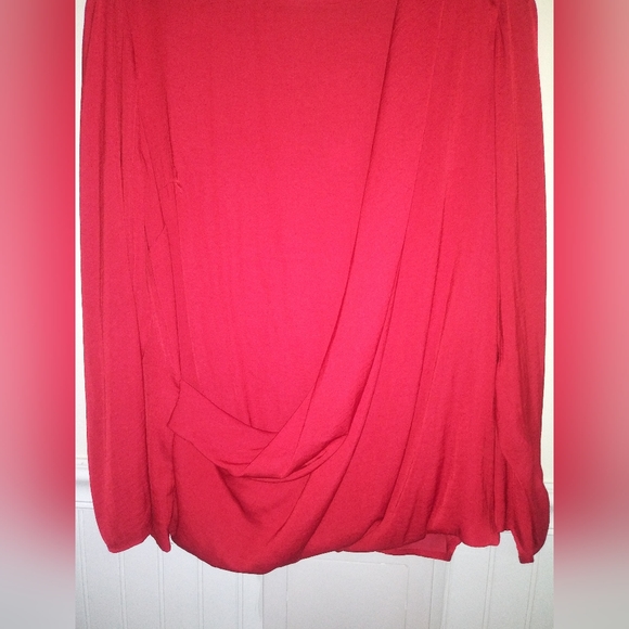 NWT Women's Worthington Large Red Long Sleeve Draped Polyester Blouse - Picture 3 of 7